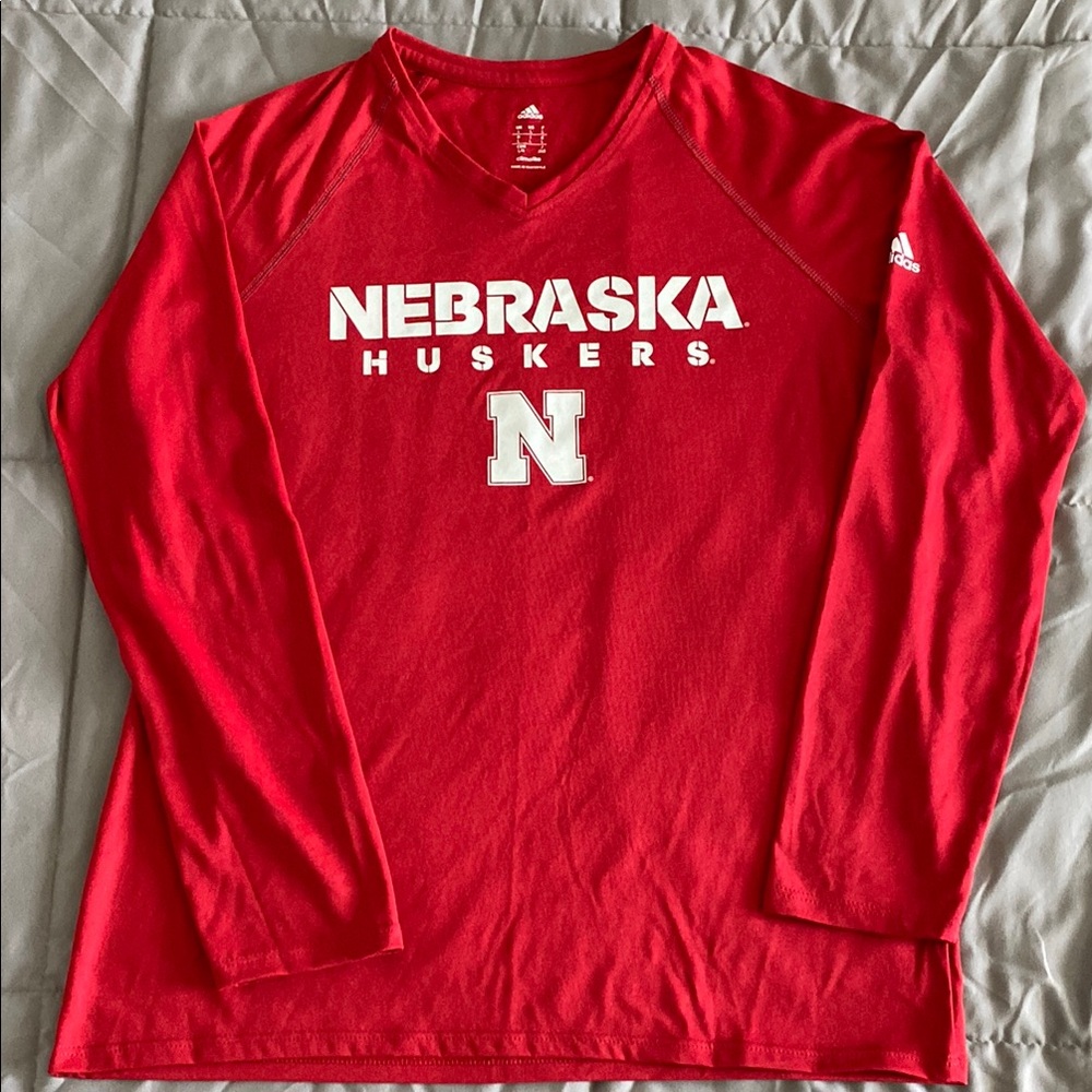 Adidas climalite Red Nebraska Huskers Long Sleeve Shirt, Large